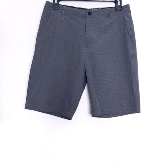 Division Gray Stripe Casual Flat Front Chino Style Shorts Men's Size 28 - Picture 1 of 8